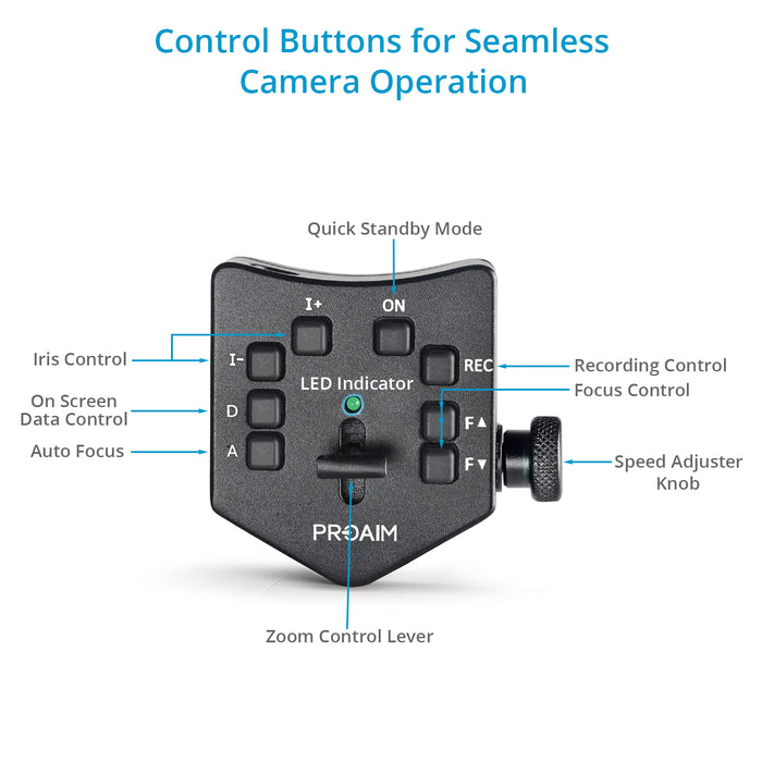 Proaim Lanc Zoom Controller with Iris /Focus/Zoom Speed Control for DV Camcorders w 2.5mm LANC Jack